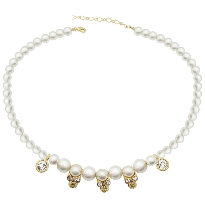 Original Design Hip Hop Eave Pearl Diamond Skull Necklace Men And Women Trendy Personality Sweater Chain Accessories_ipsvogv.com