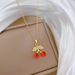 【 】 Cherry Zircon Light Luxury Charm Gorgeous Full Diamond Necklace Women's Versatile Clavicle Titanium Steel Chain_ipsvogv.com