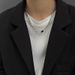 Irregular Niche Design, Black Titanium Steel Geometric Circular Ring Splicing Necklace, Unisex High-end Necklace_ipsvogv.com