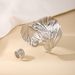 2 piece set retro fashion elegant women's metal texture leaf ladies bracelet ring jewelry set_ipsvogv.com