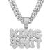 3D Diamond Double Row Letter Pendant Necklace Hip Hop Trendy Street Dance Cuban Chain_ipsvogv.com
