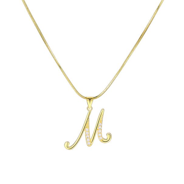 Creative Fashion High End Necklace Copper Zircon Real Gold Electroplating 26 Letter Pendant Clavicle Chain_ipsvogv.com