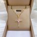 】 Pink 【 Cross Light Luxury Charm Gorgeous Full Diamond Necklace Women's Versatile Clavicle Titanium Steel Chain 【 】_ipsvogv.com