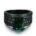 Fashion black gold ring, blue square zircon micro inlaid black gold plated double layer ring_ipsvogv.com