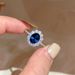 set Shaped Pigeon Egg Royal Full Blue Zircon Ring, Niche High-end Luxury French Temperament Style Ring ,_ipsvogv.com