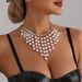 Multi layer long pearl tassel necklace trendy personality letter exaggerated sweater chain clavicle chain_ipsvogv.com