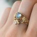 Sanjie Yiwu New Gold Crown Sea Blue Diamond Pair Instagram Internet Celebrity Handmade Women's Ring_ipsvogv.com