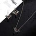 Halloween Bat Jewelry Set Gothic Retro Exaggerated Black Bat Necklace Earring Set Holiday Gift_ipsvogv.com