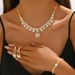 Trendy Gold And Silver Fashion Crystal Loose Diamond Necklace Earrings Bracelet Set Three Pieces_ipsvogv.com