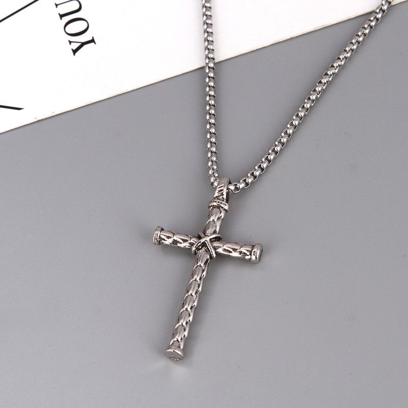 Dragon Cross Necklace Men's Speed and Passion Long Pendant Trendy Titanium Steel Chain Sweater Chain Necklace_ipsvogv.com