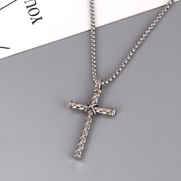 Dragon Cross Necklace Men's Speed and Passion Long Pendant Trendy Titanium Steel Chain Sweater Chain Necklace_ipsvogv.com