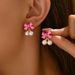 2024 minimalist new bow women's personality inlaid with pearls series pink earrings versatile ear accessories_ipsvogv.com