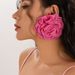 Fabric Rose Flower Stud Earrings Female 2025 Summer Trendy Sweet Cute Muse Temperament Travel Dating Accessories_ipsvogv.com