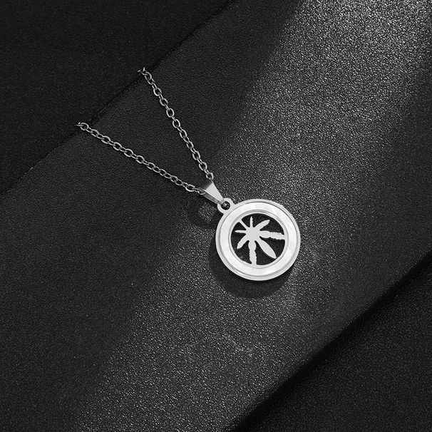 simple stainless steel maple leaf pendant necklace Joker clavicle chain sweater chain accessories jewelry_ipsvogv.com