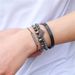 Copper Micro Inlaid Zircon Double Leopard Head Black Agate Braided Bracelet Men's Stainless Steel Roman Bracelet Stacking Bracelet Combination_ipsvogv.com