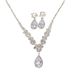 Bridal Wedding Jewelry Three Piece Set, Radiant Water Diamond Zircon Angel Tear Drop Necklace, Earrings, Bracelets_ipsvogv.com