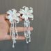 Exaggerated Personality Fashion White Flower Pearl Long Tassel Earrings Exquisite Light Luxury Atmosphere Banquet Unique Earrings_ipsvogv.com
