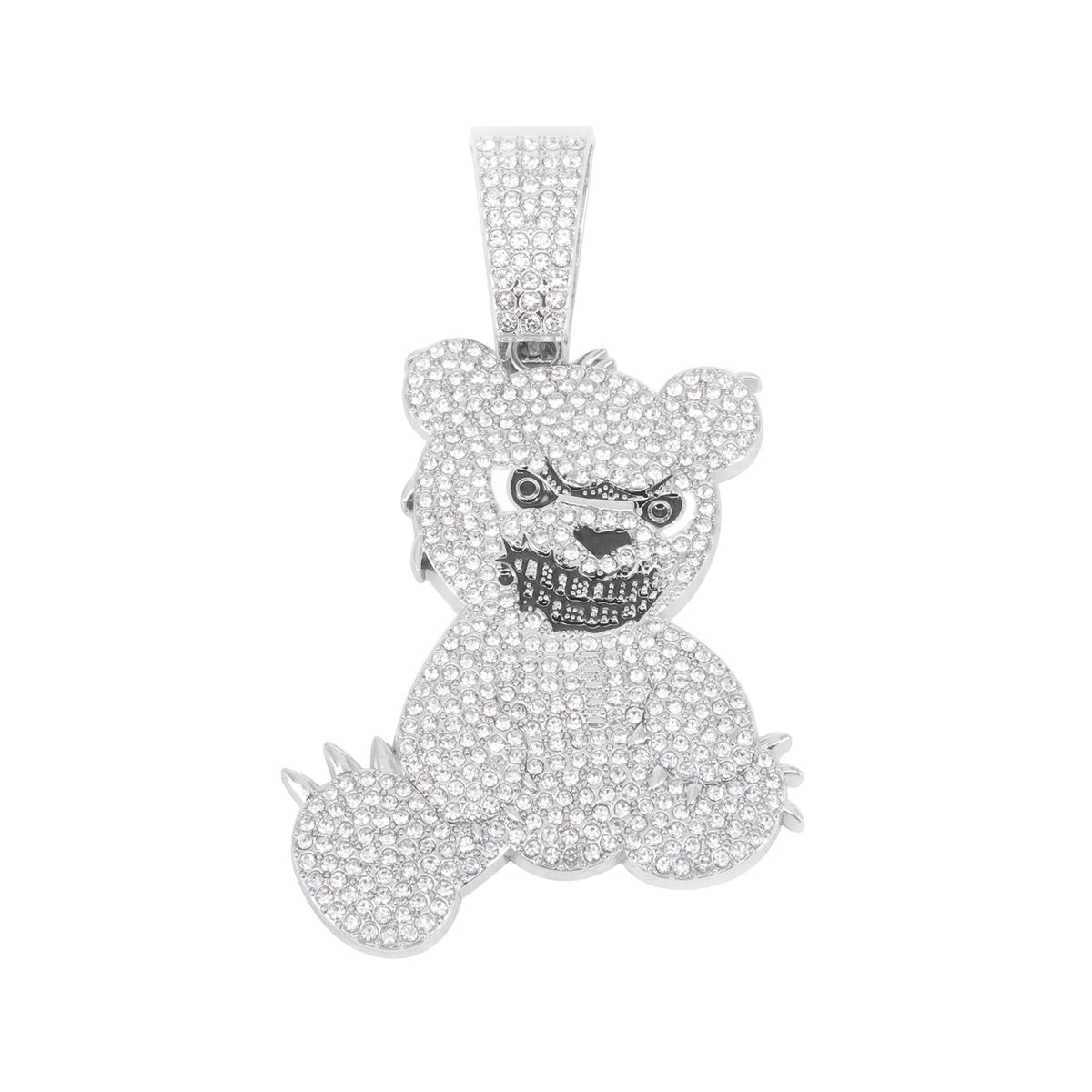 Unisex Popular Jewelry Diamond Painting Oil Cartoon Bear Pendant Cool And Exaggerated Hip Hop Cuban Chain_ipsvogv.com