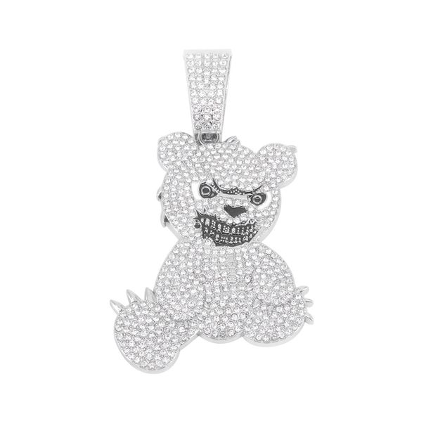 Unisex Popular Jewelry Diamond Painting Oil Cartoon Bear Pendant Cool And Exaggerated Hip Hop Cuban Chain_ipsvogv.com