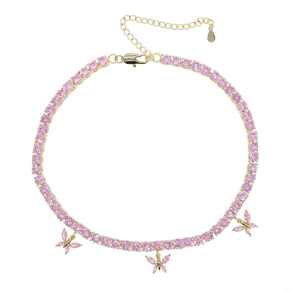 Women's Jewelry 12mm Wide Colorful Zircon Cuban Link Choker Necklace, Hip-Hop Style Statement Piecer Hip Hop Necklace New Style_ipsvogv.com