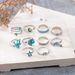New Octopus, Dolphin, Starfish, Scallops, Marine Life Drops, Turquoise 10 Piece Set Ring_ipsvogv.com