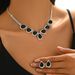 Fashion Round Crystal New Women's Diamond-Studded Alloy Necklace Earrings_ipsvogv.com