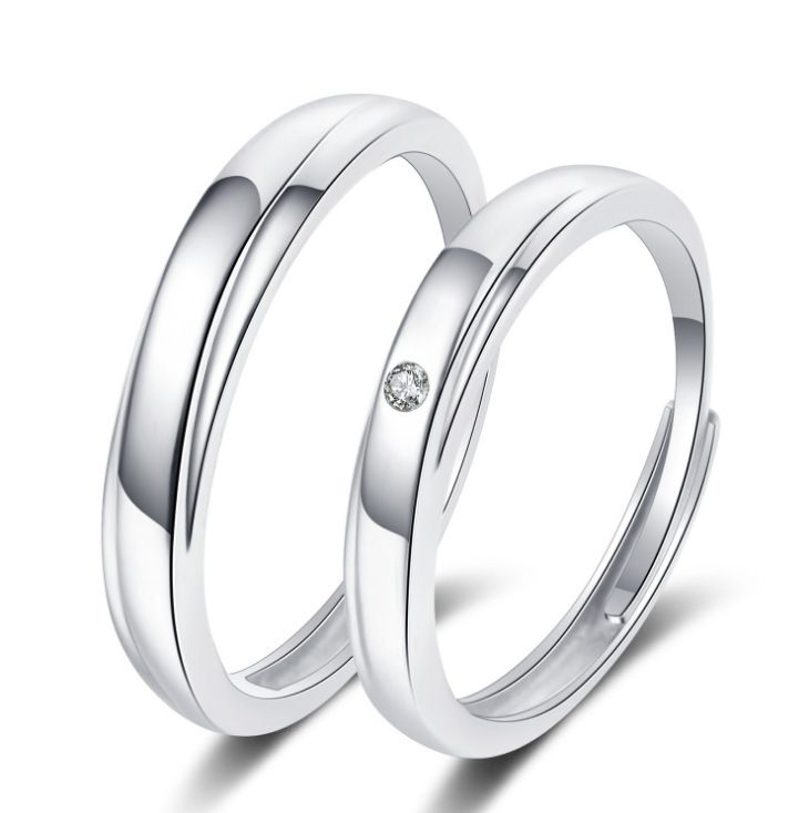 Cool Style Couple Silver Plated Jewelry Open Live Tikto Wedding Pair Ring_ipsvogv.com