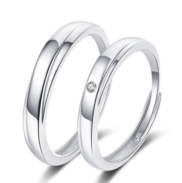 Cool Style Couple Silver Plated Jewelry Open Live Tikto Wedding Pair Ring_ipsvogv.com