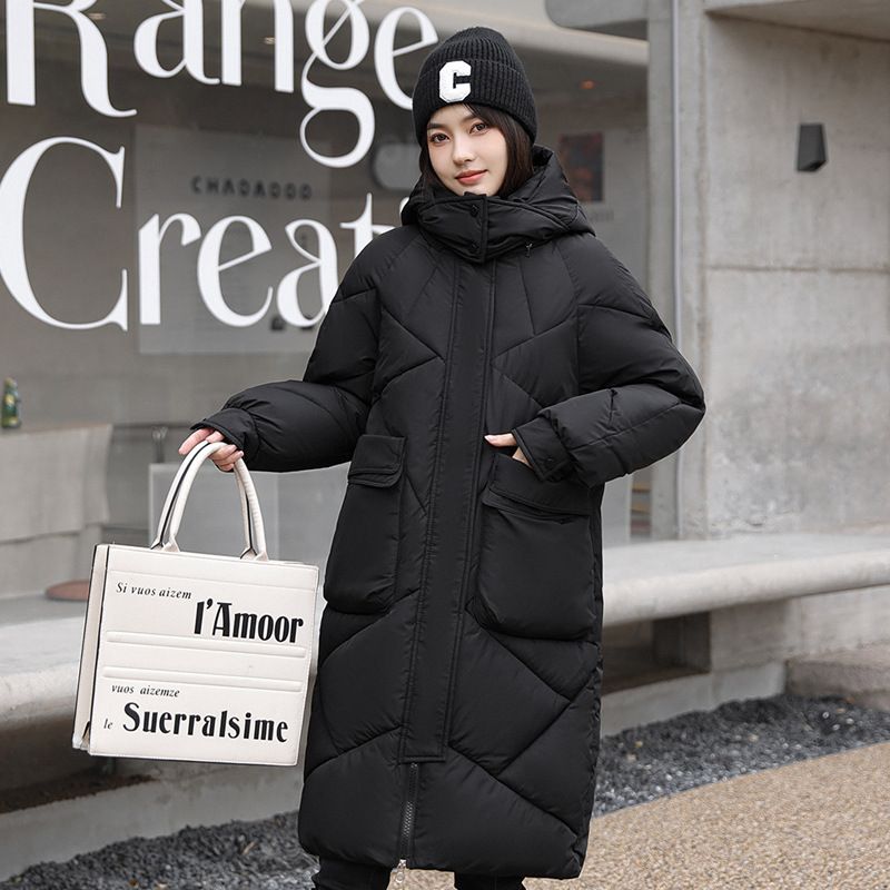 Women's Clothing thickened bread jacket down cotton padded jacket women's loose winter coat mid length over the knee cotton jacket_ipsvogv.com