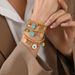 Women’s Jewelry Set Fashion Fashion Flower Round Bracelet Personality Fashion Turquoise Gold Plated Stainless Steel Bracelet_ipsvogv.com