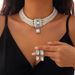 Light Luxury Square Full Diamond Choker Pearl Bead Collarbone Necklace_ipsvogv.com