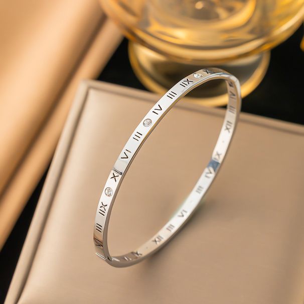Niche Design Titanium Steel Roman Digital Diamond For Women's Light Luxury High Grade Colorless Best Friend Bracelet_ipsvogv.com