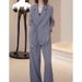 Women's Clothing High grade sun proof suit in summer chiffon splicing two piece jacket, high waist wide leg trousers, two piece suit_ipsvogv.com