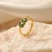 Women’s Jewelry Set Fashion Popular Leaf Diamond Stainless Steel Ring Niche Design Green Diamond Adjustable Ring_ipsvogv.com
