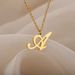 new uppercase A Z stainless steel 26 English letters necklace melon seed clasp real gold plated men's necklace_ipsvogv.com