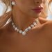 Women’s Jewelry Set Fashion Jewelry Brand New Bride Set Accessories Diamond Full Diamond Silver Ladies Necklace Earrings_ipsvogv.com