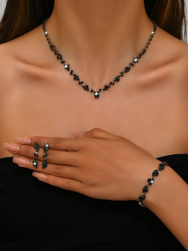 Women’s Jewelry Set Fashion Jewelry Set Necklace Earrings Bracelet Three Piece Rose Gold_ipsvogv.com