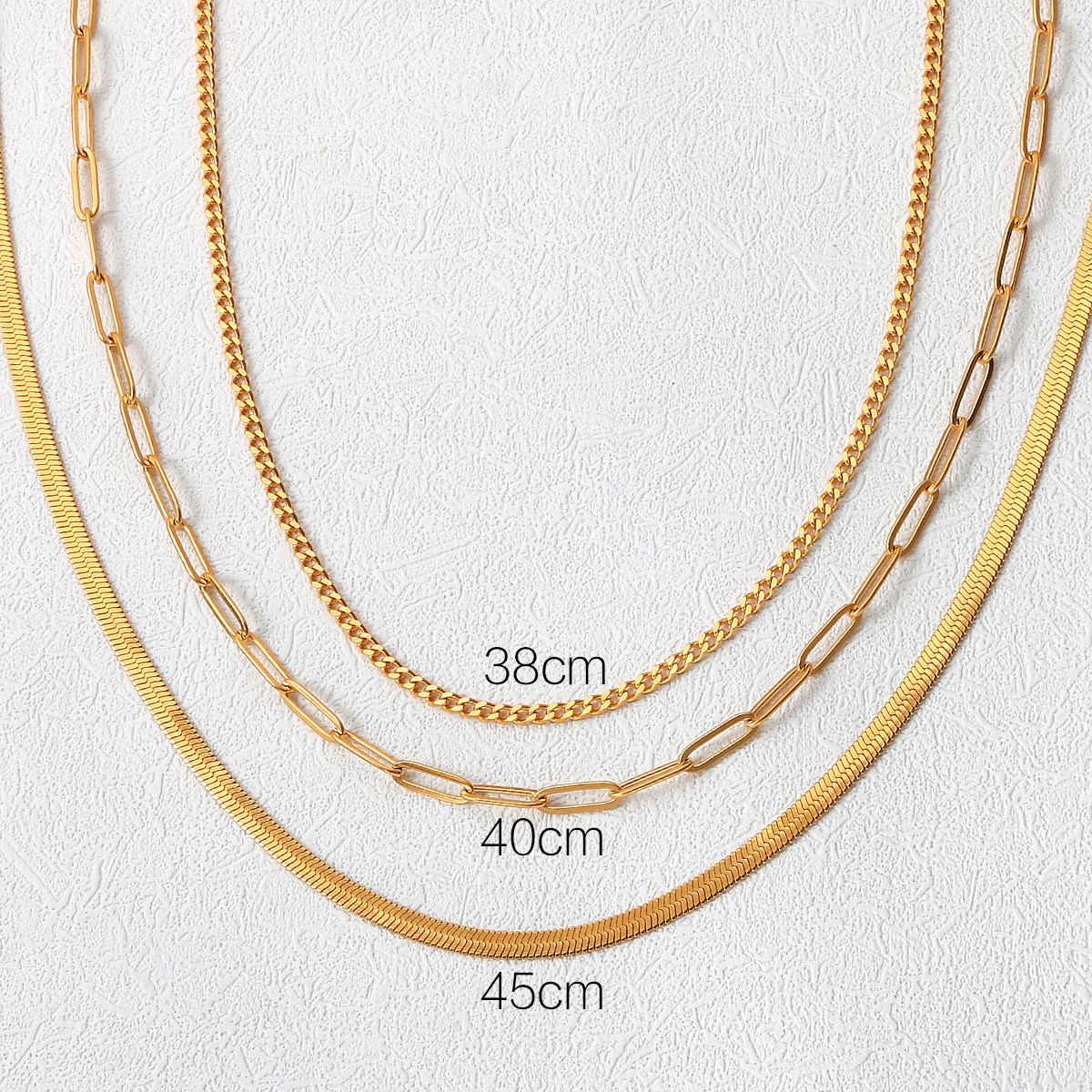 Women's Gold Layered Necklace Gold Plated Exquisite K Gold Chain Necklace Herringbone Gold Necklace Set_ipsvogv.com