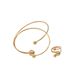Women’s Jewelry Set Fashion Style Ladies Bracelet Ring Set Personality Geometric Line Design Open Arm Ring Versatile Hand Jewelry For Women_ipsvogv.com