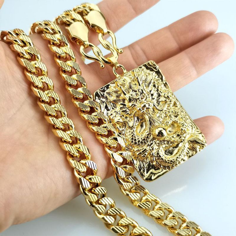 Man's The Chinese "LONG" Pendant Chain Necklace N691_ipsvogv.com