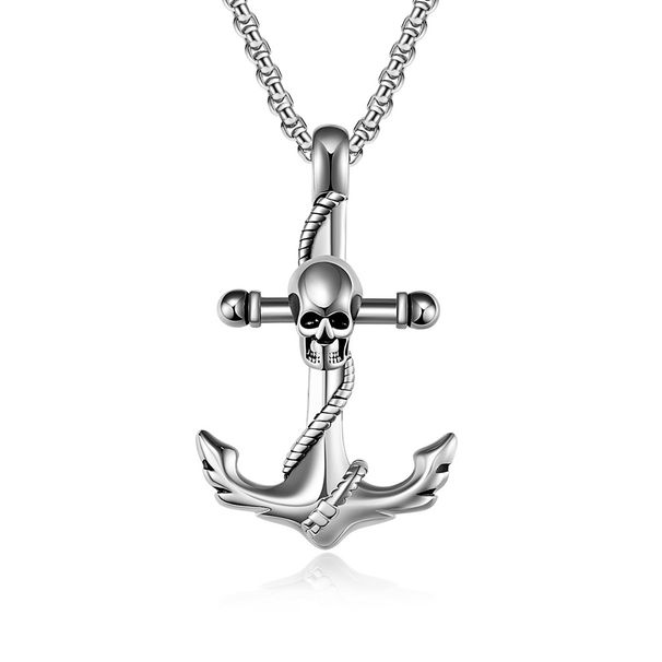 Titanium steel skull anchor necklace hiohip niche personality wear stainless steel pendant pendant_ipsvogv.com