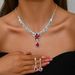 Women’s Jewelry Set Fashion Jewelry Set Red Crystal Five Pointed Star Necklace Earrings Bride Wedding Jewelry Set_ipsvogv.com
