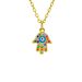Gold Plated Blue Turkish Eye Palm Heart Diamond Drop Necklace Devil's Eye Necklace_ipsvogv.com