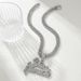 Personalized letter pendant alloy diamond Cuban chain necklace for men and women street style hip hop accessories_ipsvogv.com