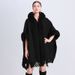 loose plaid plus velvet thick fur collar knitted shawl cape women's woolen shawl coat_ipsvogv.com