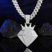 Full Diamond Triangle Hip Hop Pendant Light Luxury Exaggerate Crown Alloy Water Diamond Cuban Chain_ipsvogv.com