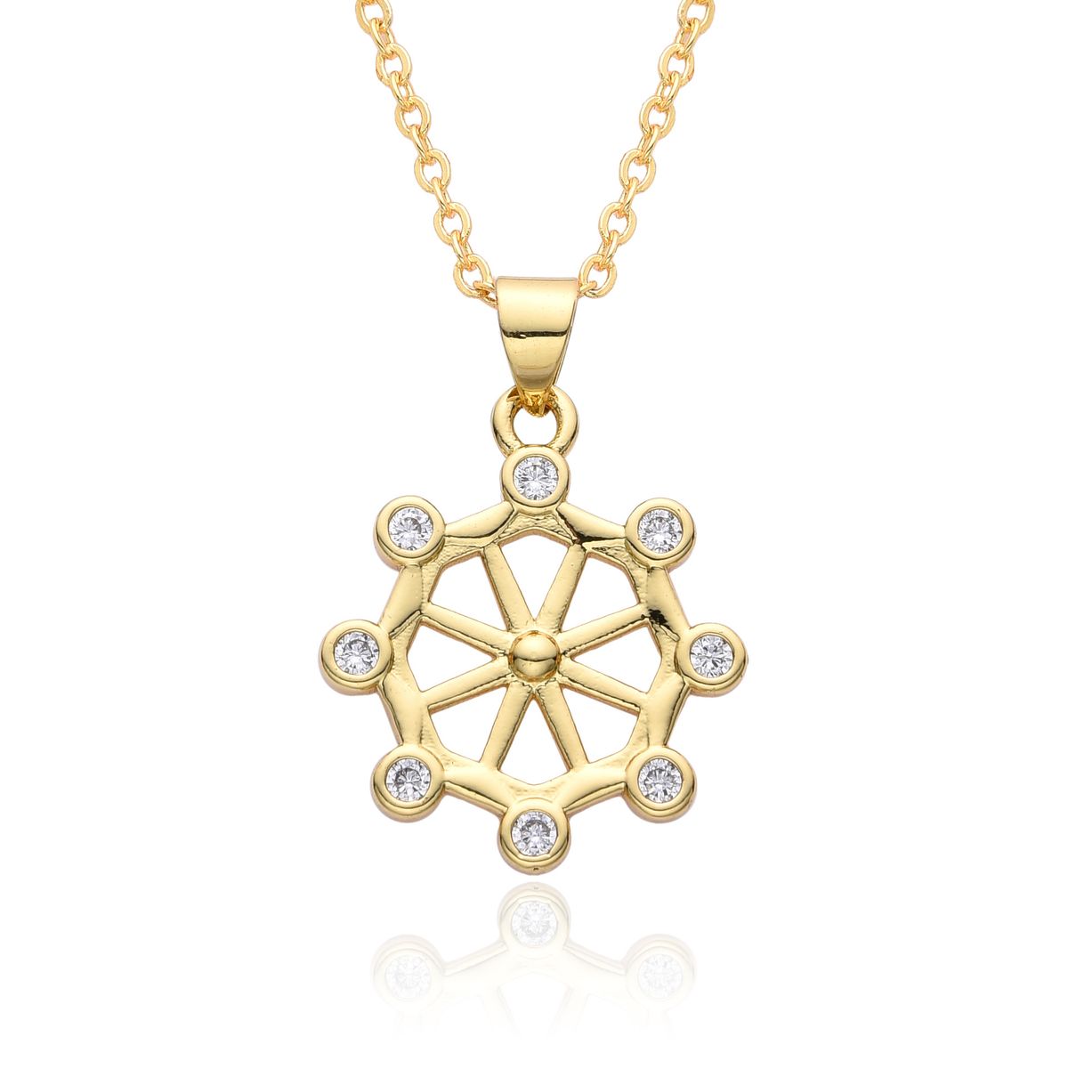 Delphes North Star Coin Necklace - 8-Pointed Star Gold Plated Pendant, INS Fashion Clavicle Chain, Copper Alloy Statement Jewelry For Women_ipsvogv.com