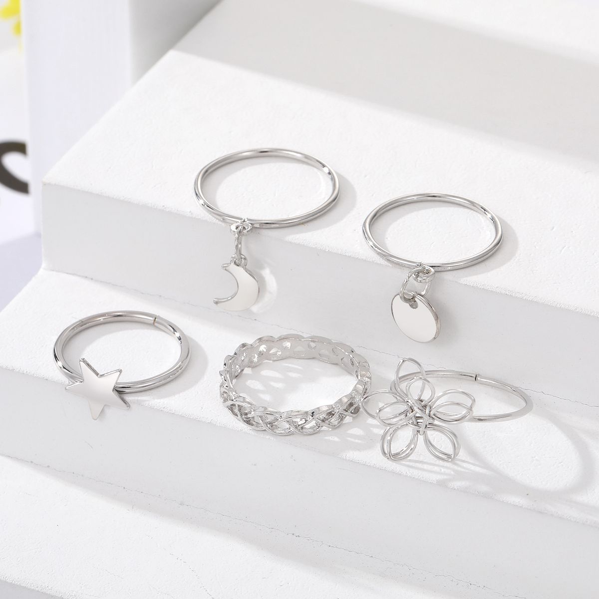 Creative personality geometric metal style stacking joint ring alloy ring 10 piece set_ipsvogv.com