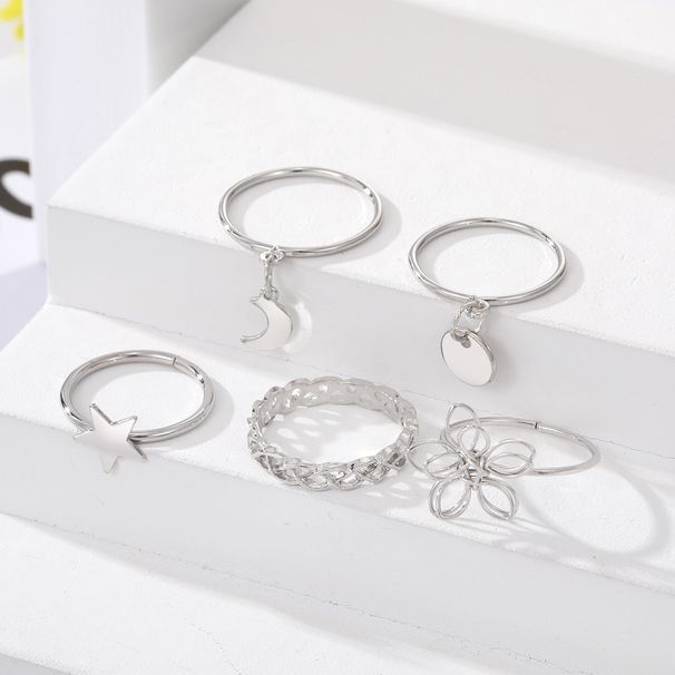 Creative personality geometric metal style stacking joint ring alloy ring 10 piece set_ipsvogv.com