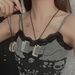 Titanium Steel Non Fading Black Rope Comb Necklace Women's Sweet Cool Sweater Chain New Popular Niche Design Necklace Accessories_ipsvogv.com